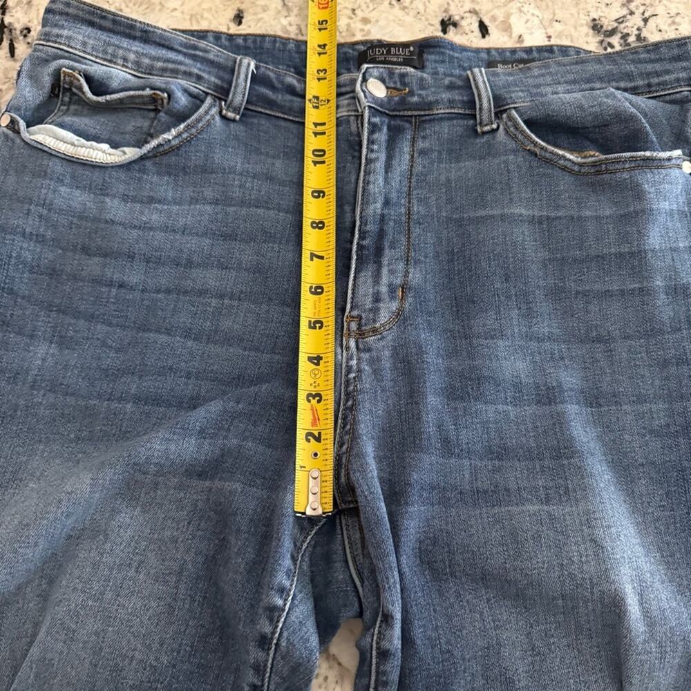 Judy Blue Mid Rise Pocket Tooling Knee Destroy Bootcut Jeans 22W JB82264MD-PL - Picture 10 of 16